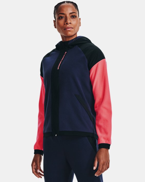 Women's UA RUSH™ Fleece Full-Zip Hoodie, Navy, pdpMainDesktop image number 0